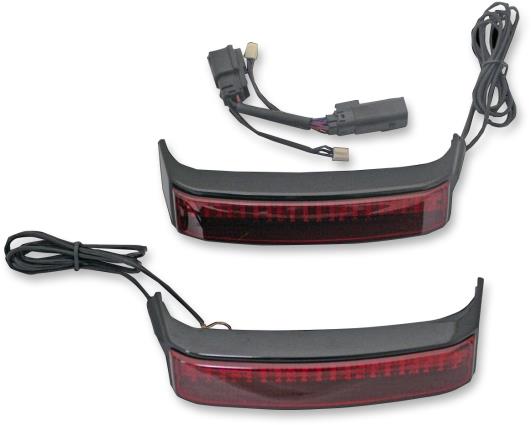 Saddlebag Lights for H-D OE Saddlebags - Gloss Black Finish - Red Lens