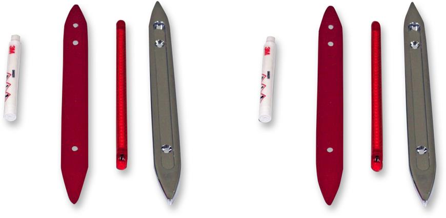 8in. LED Rear Bag/Panel Lights - Chrome Housing - Red Lens