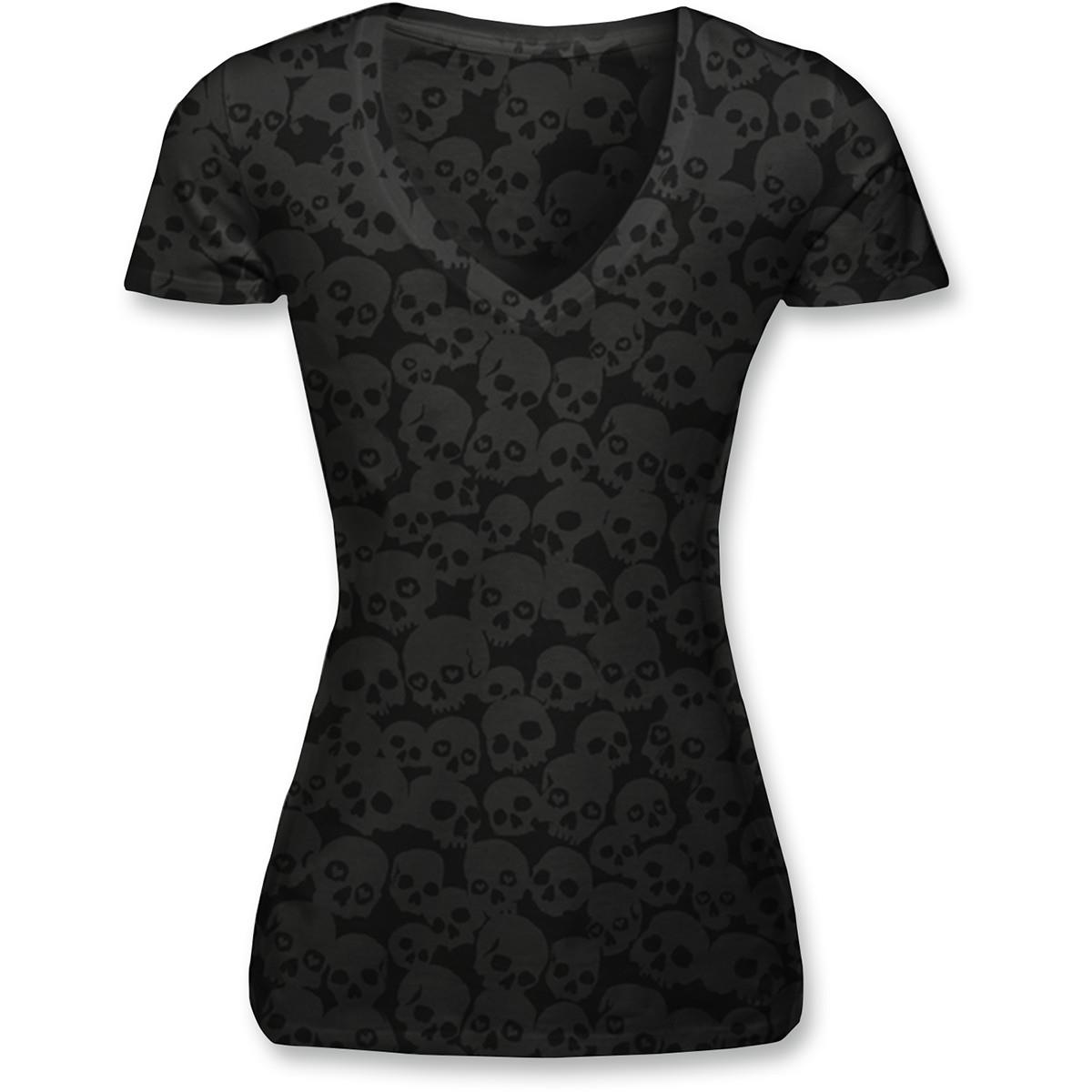 Burnout Skull Womens V-Neck T-Shirt