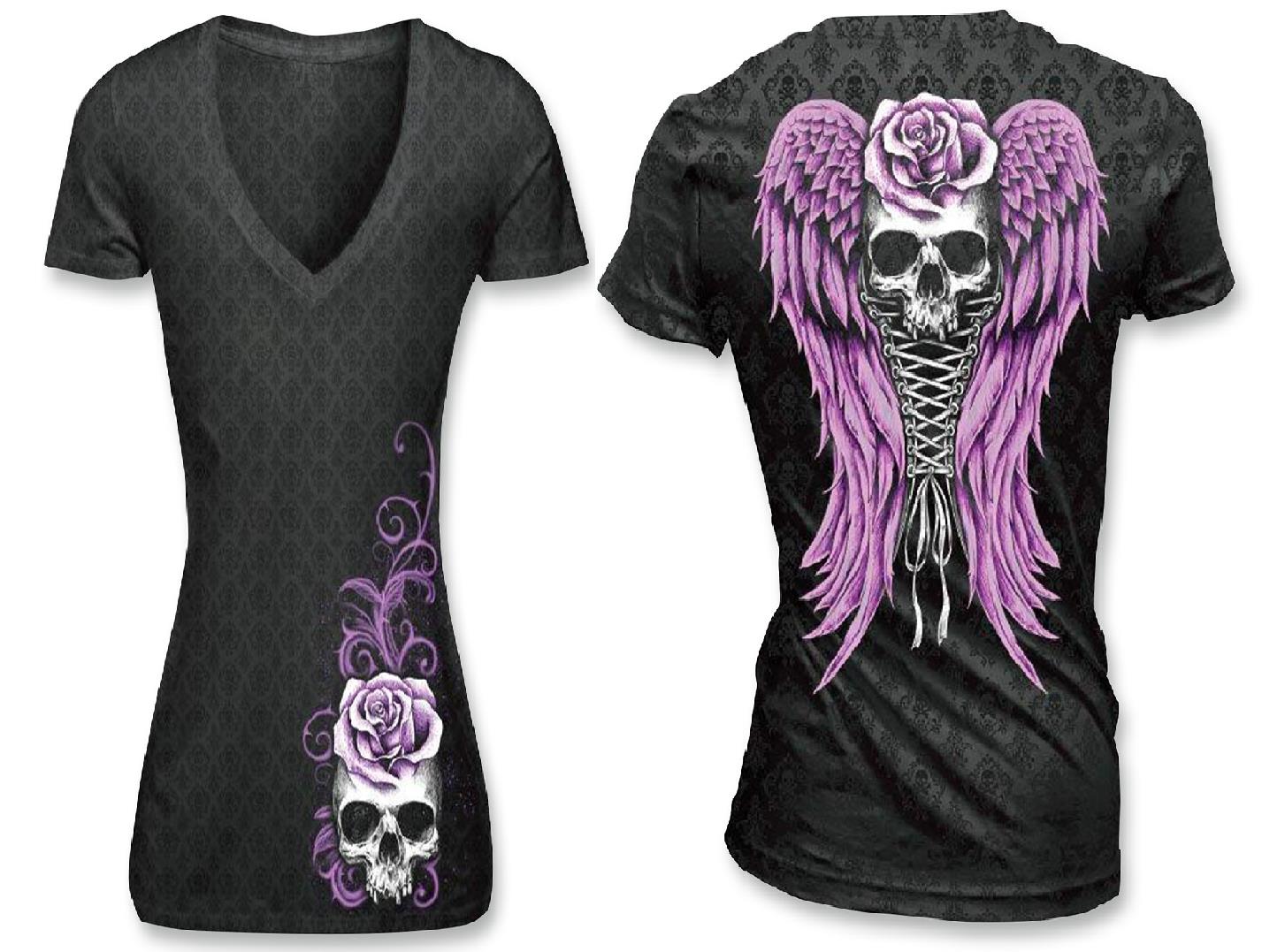 Burnout Corset Womens V-Neck T-Shirt