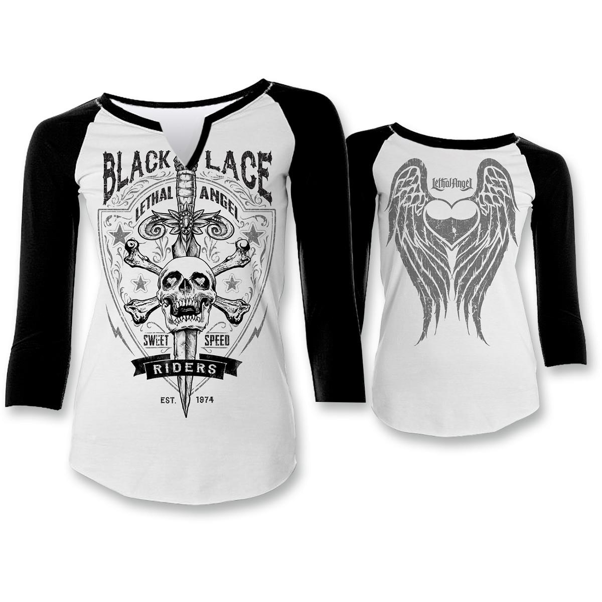 Black Lace Riders Womens Raglan Shirt