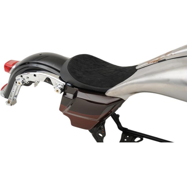 EZ on Solo Seat for Yaffe Razorback Gas Tank - Suede Double Diamond Stitch