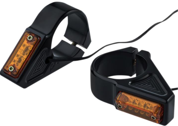 Rectangle LED Fork Mount Turn Signals - 41mm - Black Anodized