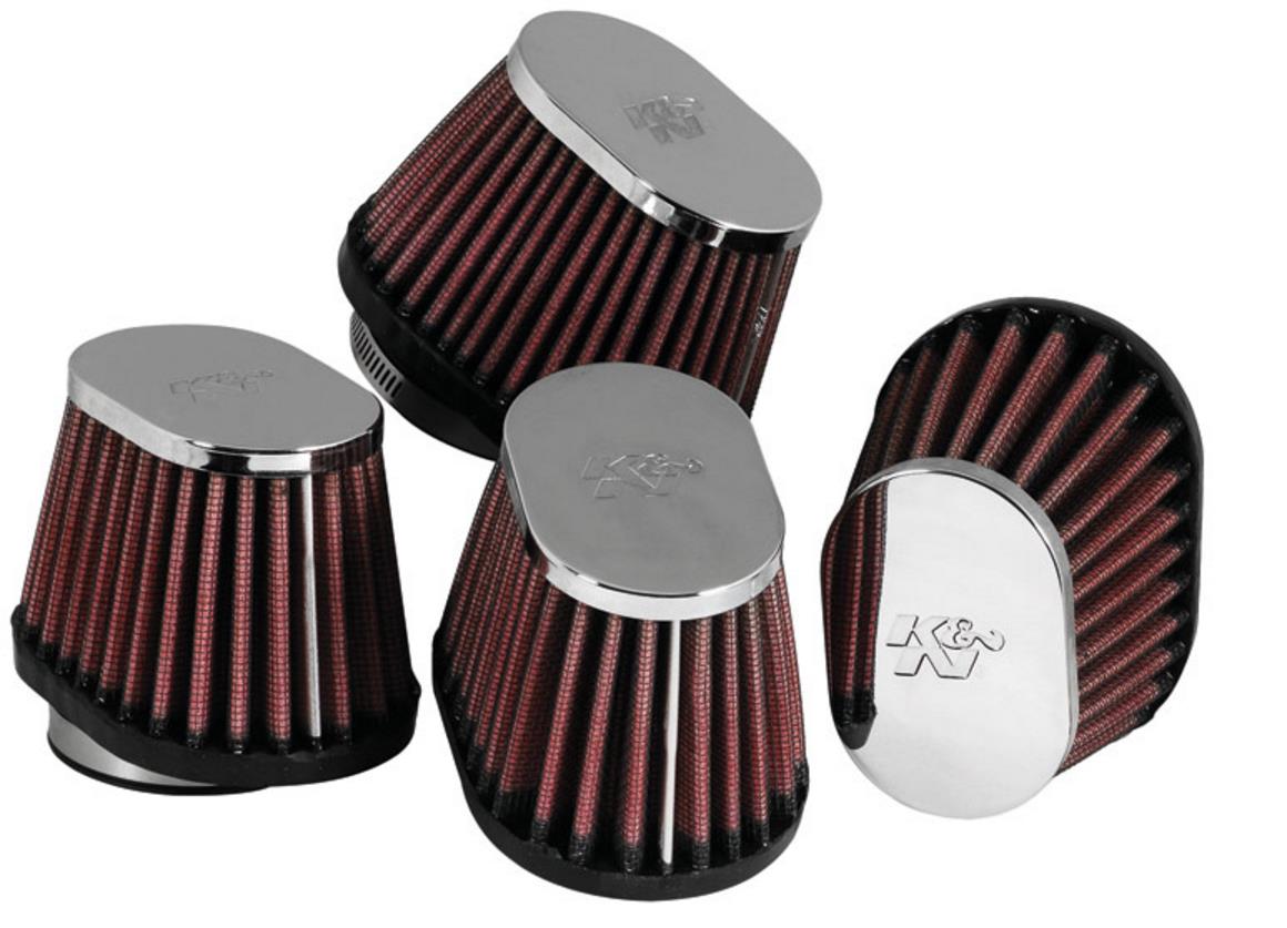 Clamp-On Custom Oval Tapered Air Filter - Chrome End Cap