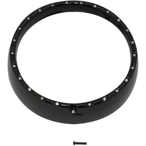 7in. LED Halo Headlight Trim Rings with Built-In Turn Signals - Gloss Black/White