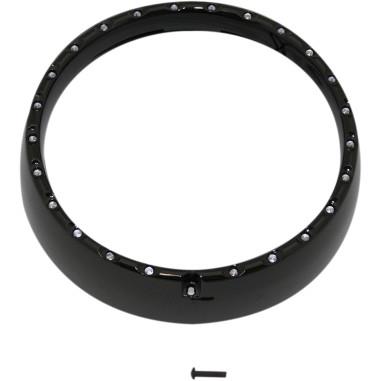 7in. LED Halo Headlight Trim Rings with Built-In Turn Signals - Gloss Black/White