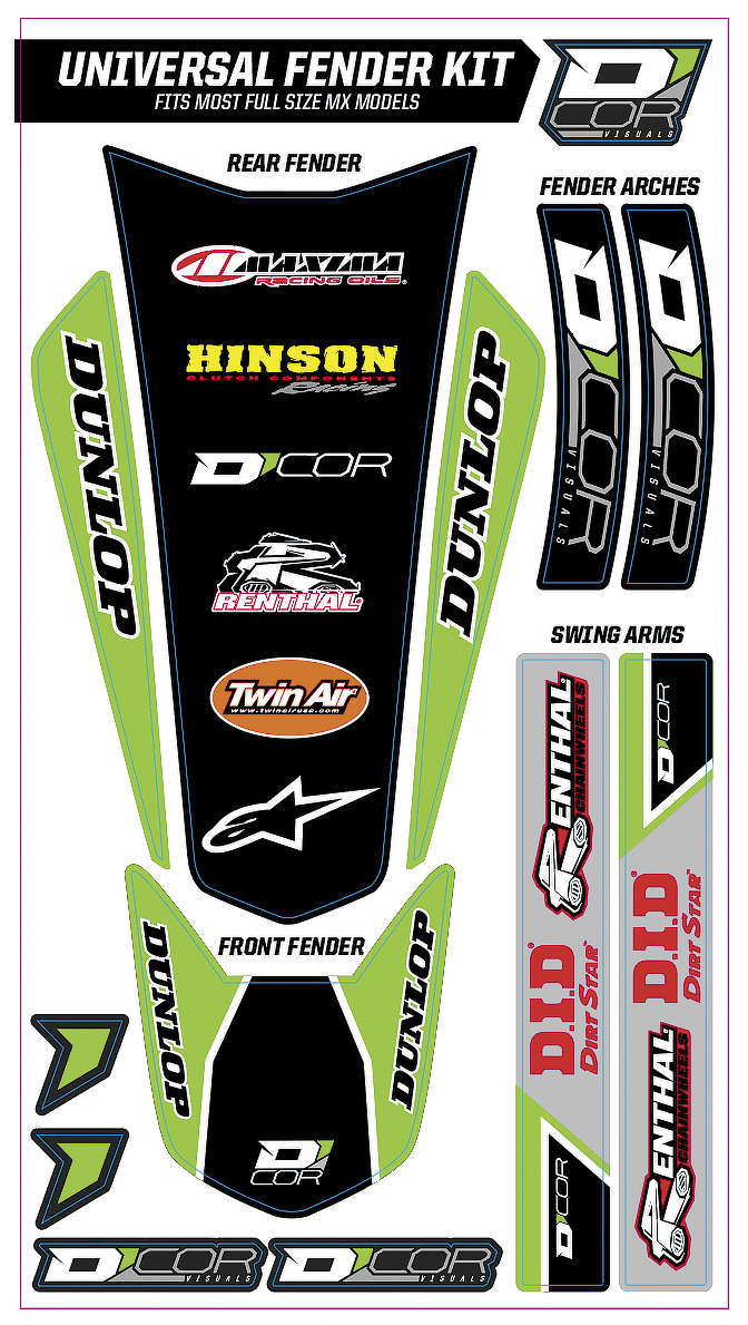 Universal Fender Trim Decals - Full Size - Green