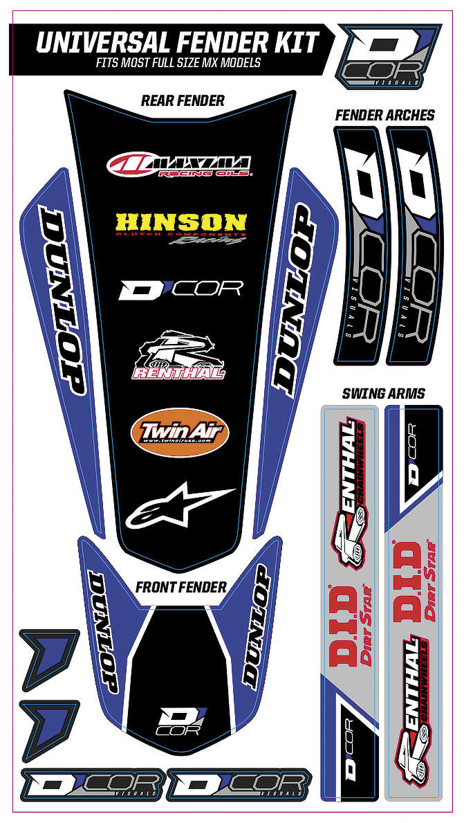 Universal Fender Trim Decals - Full Size - Blue