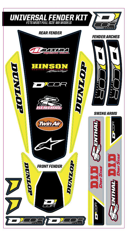 Universal Fender Trim Decals - Full Size - Yellow
