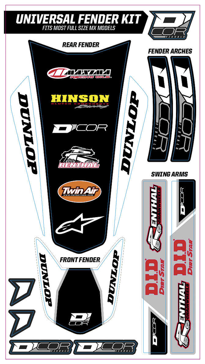 Universal Fender Trim Decals - Full Size - White