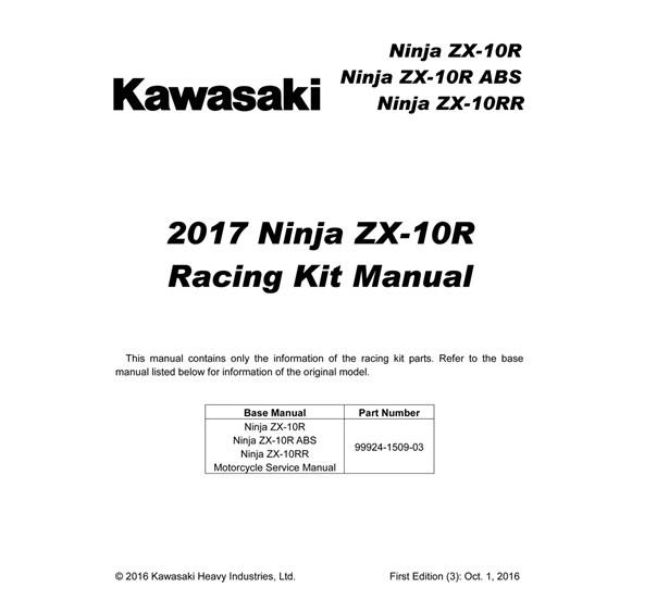 Race Kit Parts Manual
