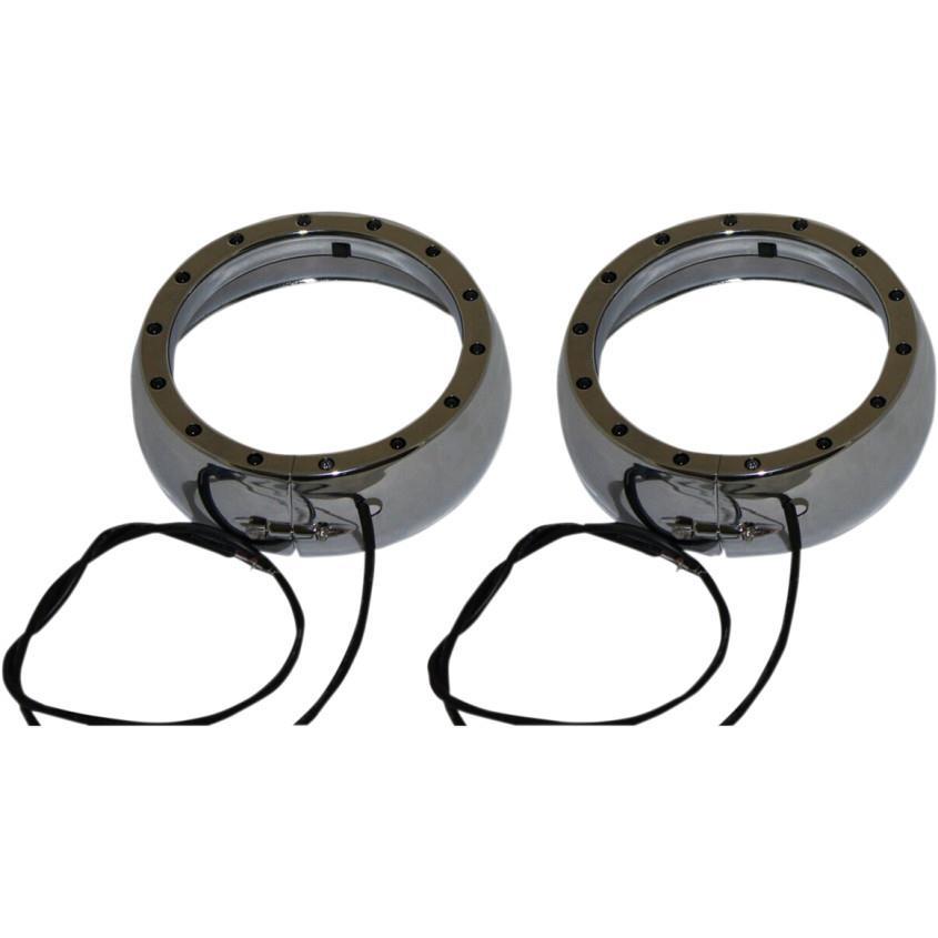 Passing Lamp Trim Rings with White DRL and LED Turn Signals - Chrome