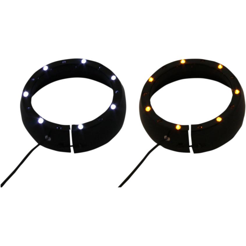 Passing Lamp Trim Rings with White DRL and LED Turn Signals - Black