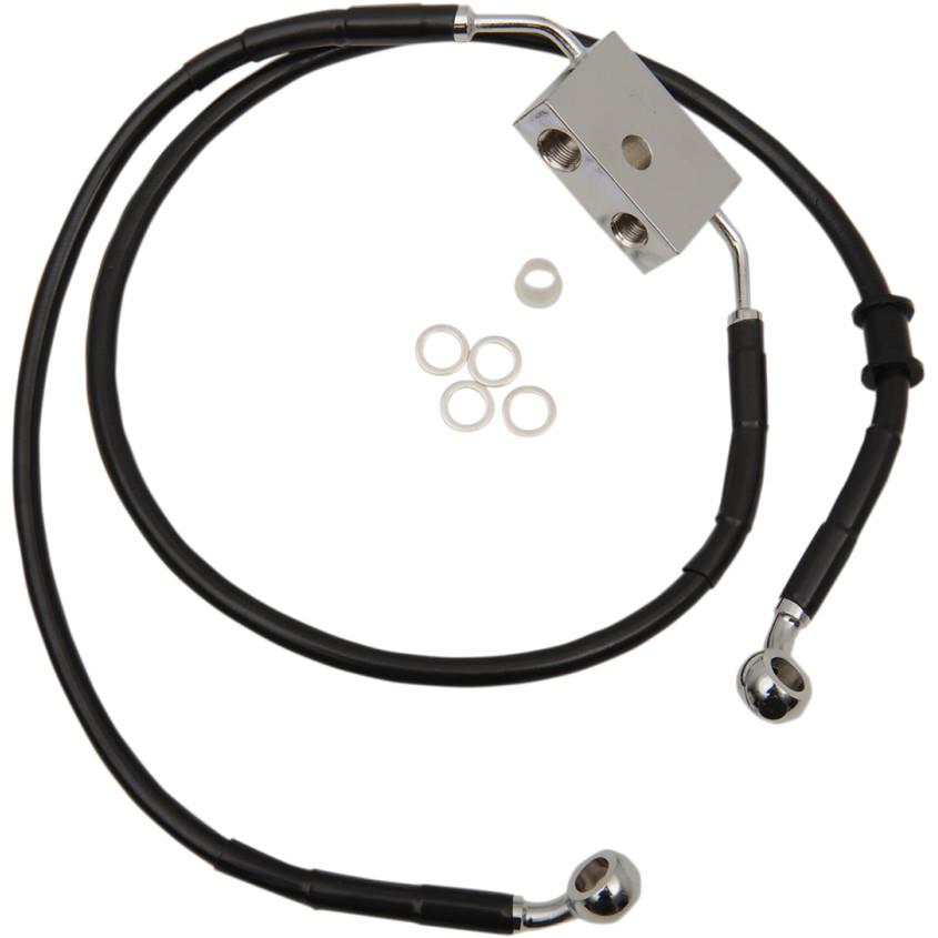 Standard Length Front Stainless Steel Brake Line Kit - Black Vinyl