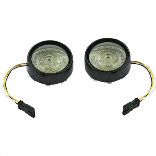 Bullet Bezel Turn Signal Inserts for Models with Jae Bases - Gloss Black/Smoke Lens