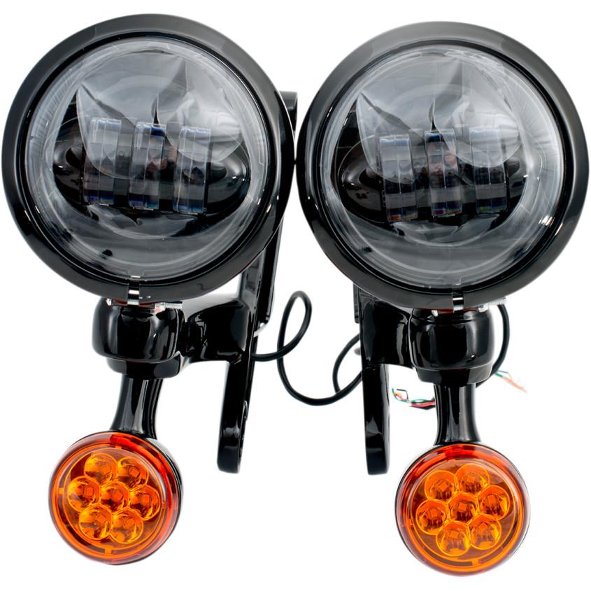 4.5in. LED Auxiliary Lights with Turn Signals - Black Brackets/Light Housings