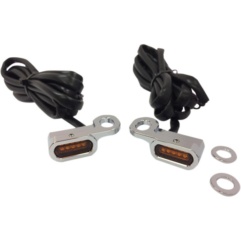 LED Handlebar Marker Lights - Chrome/Amber Lens