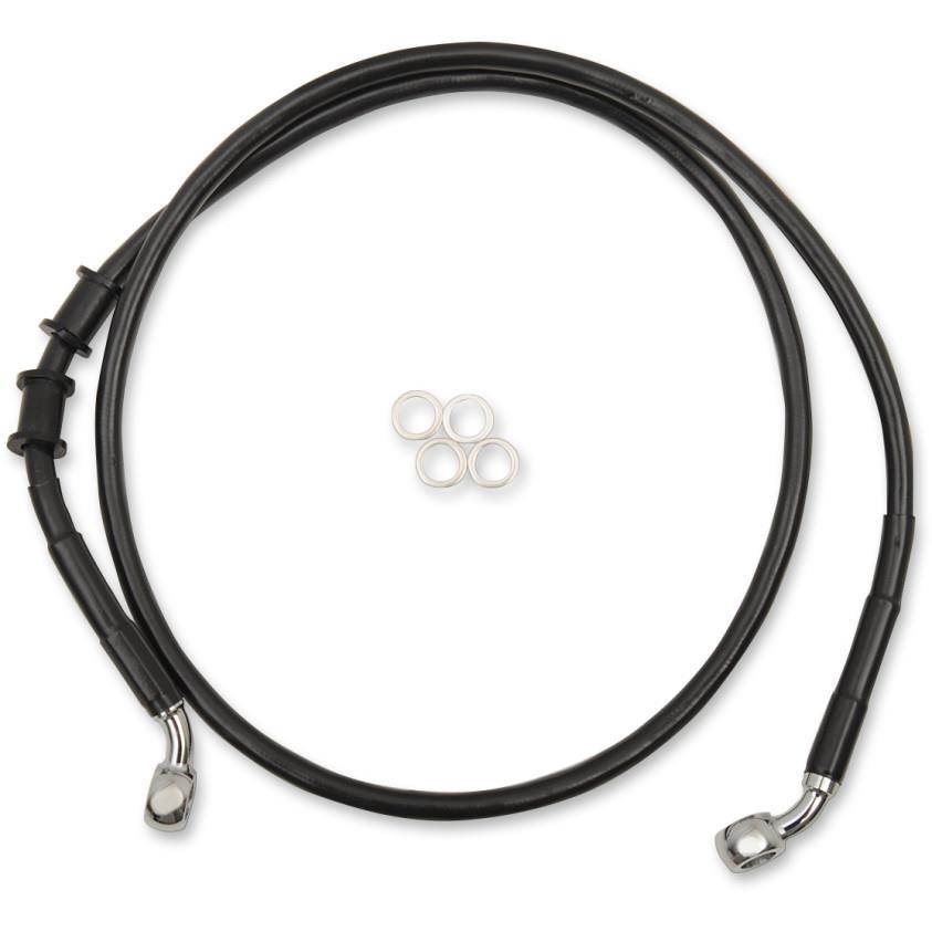 Extended Length Stainless Steel Front Brake Line Kit - +2in. - Black Vinyl