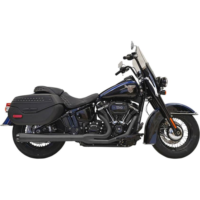 Road Rage 2-Into-1 Exhaust System - Black with Full Black Heat Shields
