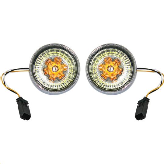 Bullet Bezel Turn Signal Inserts for Models with Jae Bases - Chrome/Smoke Lens