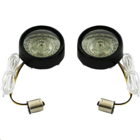 Bullet Bezel Turn Signal Inserts for Models with 1156 Contact Bases - Gloss Black/Smoke Lens
