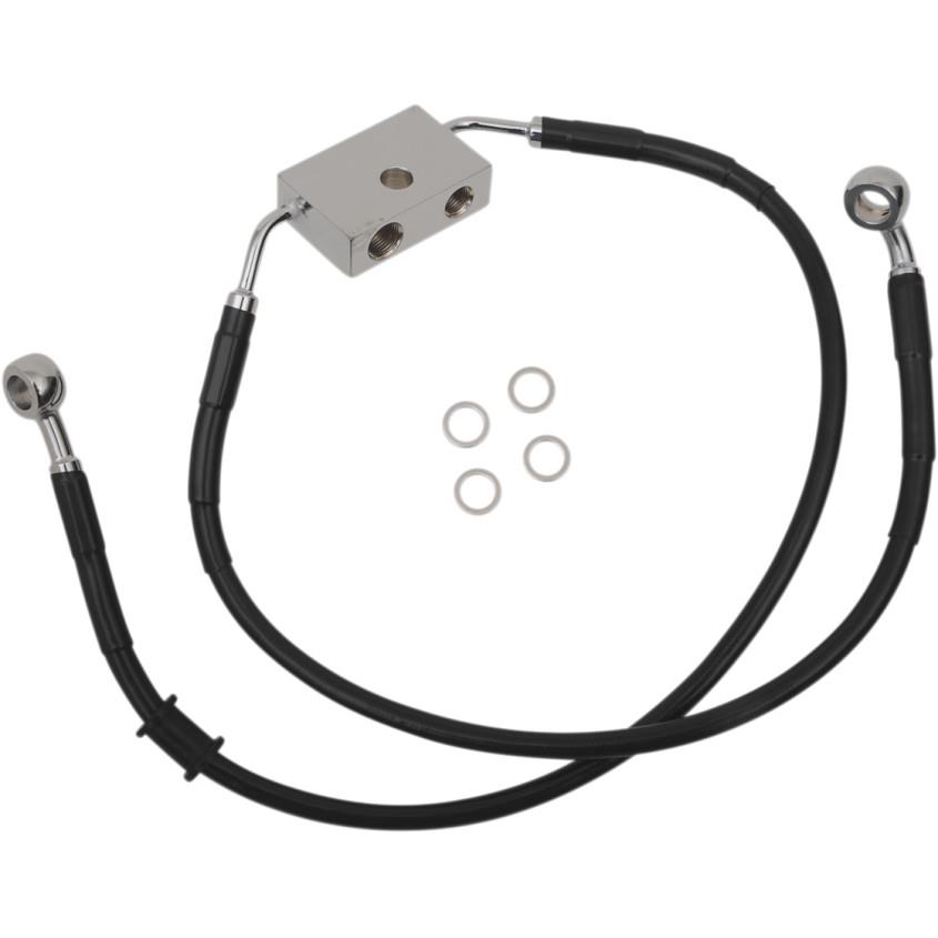Extended Length Stainless Steel Front Brake Line Kit - +2in. - Black Vinyl