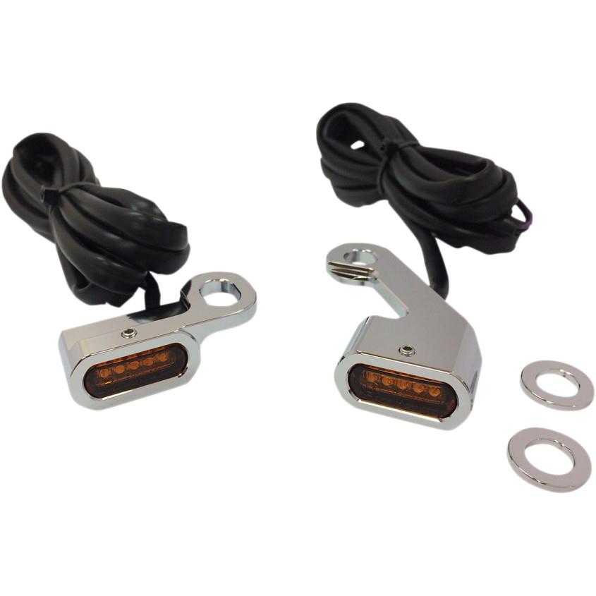 LED Handlebar Marker Lights - Chrome/Amber Lens