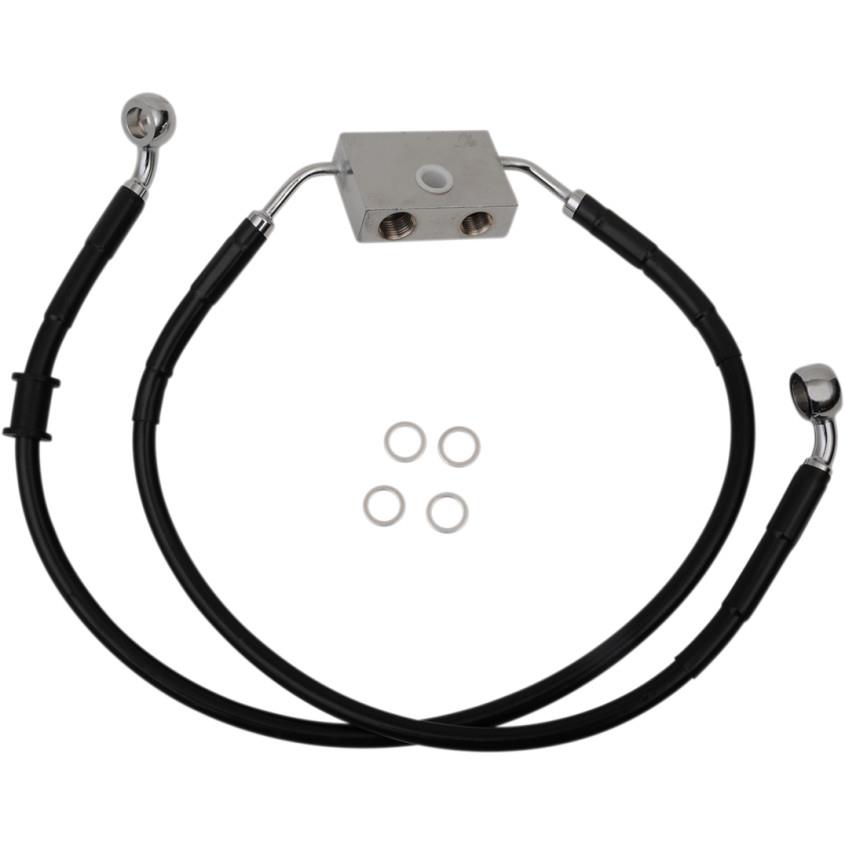 Standard Length Front Stainless Steel Brake Line Kit - Black Vinyl