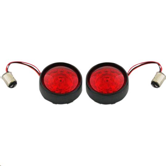 Bullet Bezel Turn Signal Inserts for Models with 1157 Contact Bases - Gloss Black/Red Lens