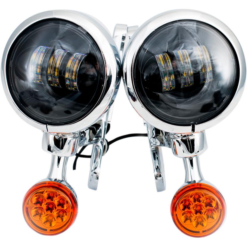 4.5in. LED Auxiliary Lights with Turn Signals - Chrome Brackets/Light Housings