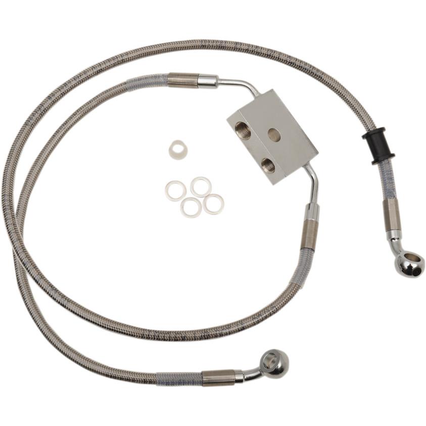 Extended Length Stainless Steel Front Brake Line Kit - +4in. - Clear-Coated