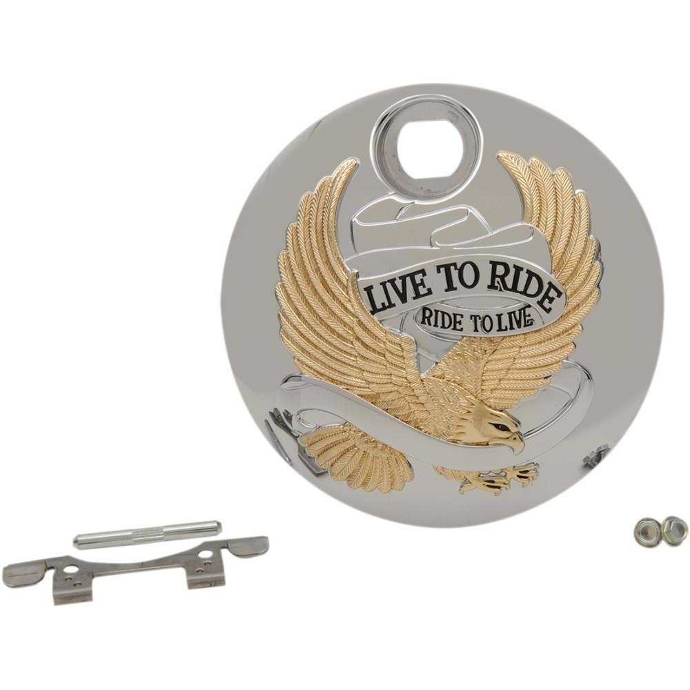 Live to Ride Fuel Console Door - Chrome w/ gold Highlights