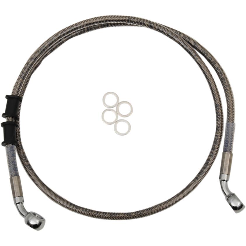 Extended Length Stainless Steel Front Brake Line Kit - +4in. - Clear-Coated