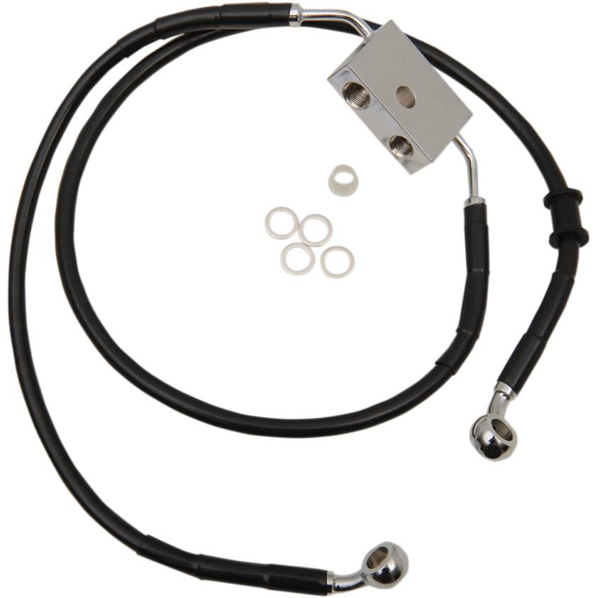 Extended Length Stainless Steel Front Brake Line Kit - +4in. - Black Vinyl