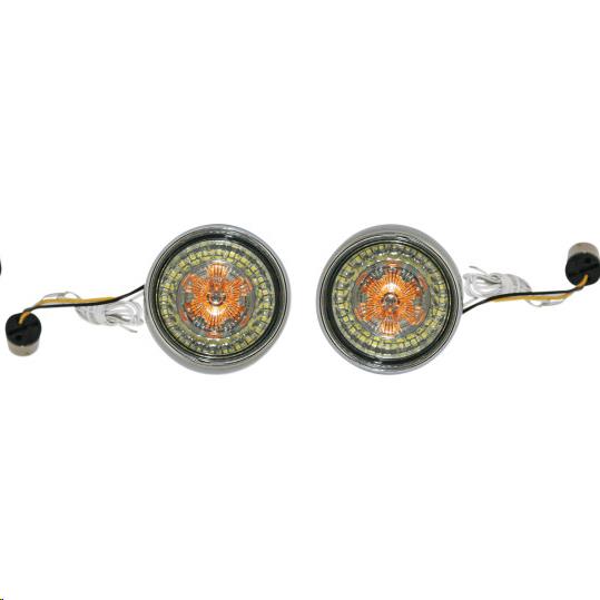 Bullet Bezel Turn Signal Inserts for Models with 1156 Contact Bases - Chrome/Smoke Lens