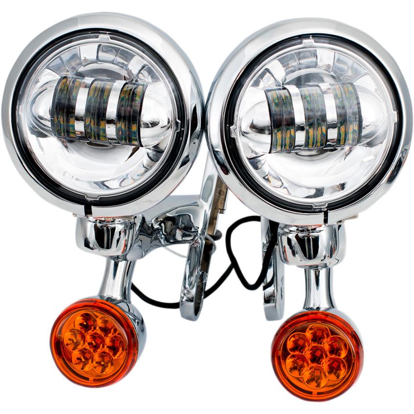 4.5in. LED Auxiliary Lights with Turn Signals - Chrome Brackets/Light Housings