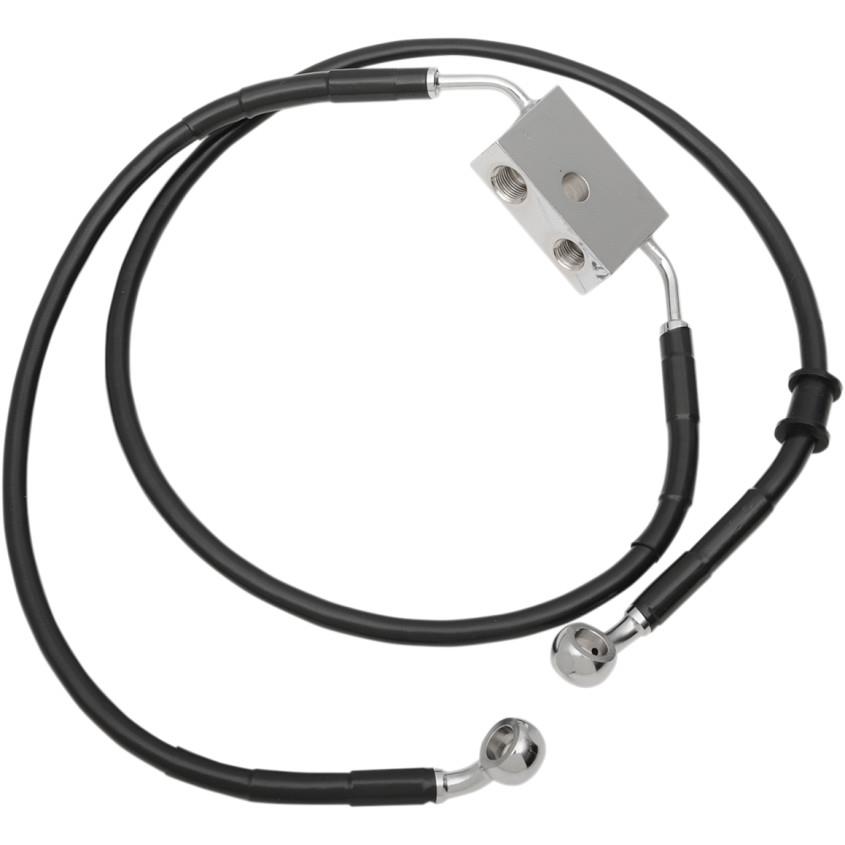 Extended Length Stainless Steel Front Brake Line Kit - +12in. - Black Vinyl