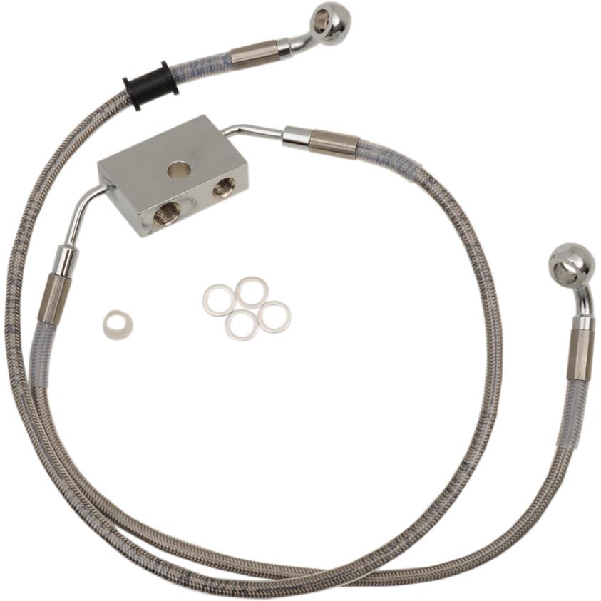 Extended Length Stainless Steel Front Brake Line Kit - +6in. - Clear-Coated