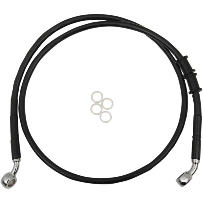 Extended Length Stainless Steel Front Brake Line Kit - +8in. - Black Vinyl