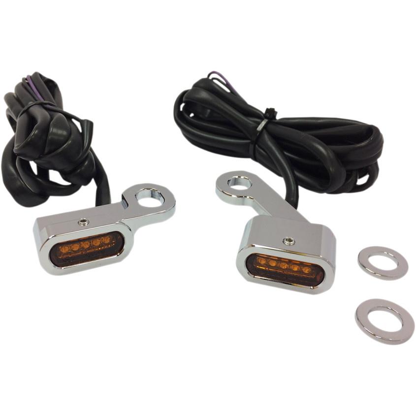 LED Handlebar Marker Lights - Chrome/Amber Lens