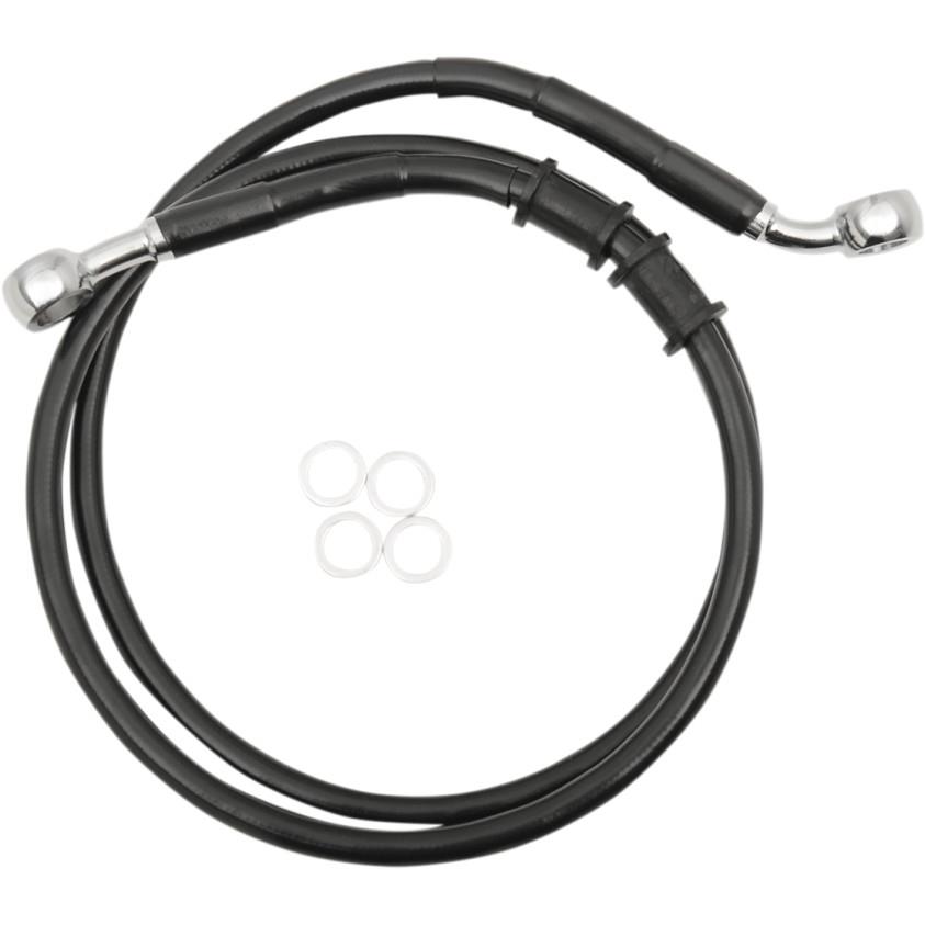 Extended Length Stainless Steel Front Brake Line Kit - +10in. - Black Vinyl