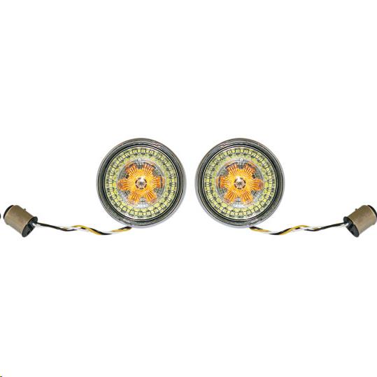 Bullet Bezel Turn Signal Inserts for Models with 1157 Contact Bases - Chrome/Smoke Lens