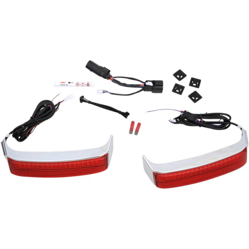 Sequential Bagz Saddlebag Lights - Chrome/Red Lens