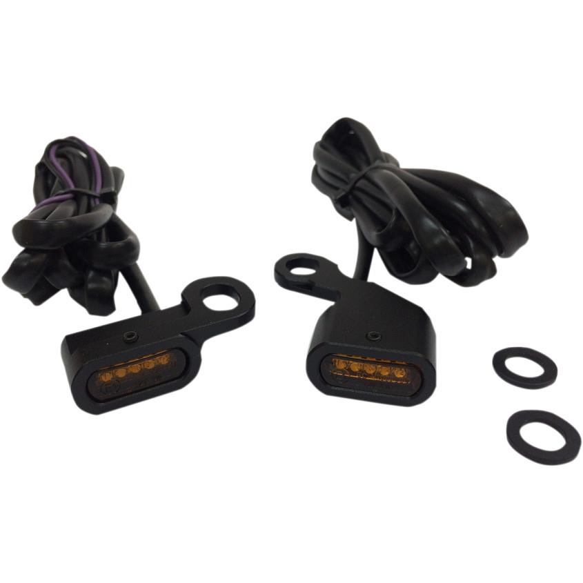 LED Handlebar Marker Lights - Black/Amber Lens