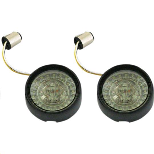 Bullet Bezel Turn Signal Inserts for Models with 1157 Contact Bases - Gloss Black/Smoke Lens