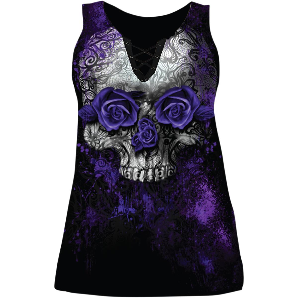 Purple Rose Womens Lace Up Tank Top