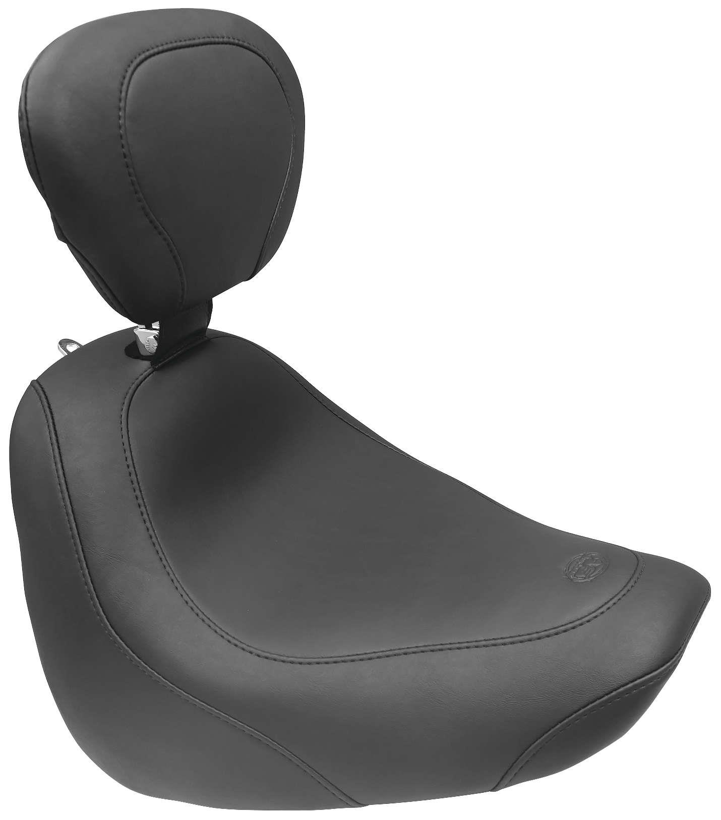 Wide Tripper Solo Seat with Driver Backrest - Smooth - Black