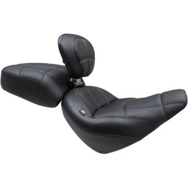 Standard Touring Passenger Seat with Backrest - Cube Stitch - Black