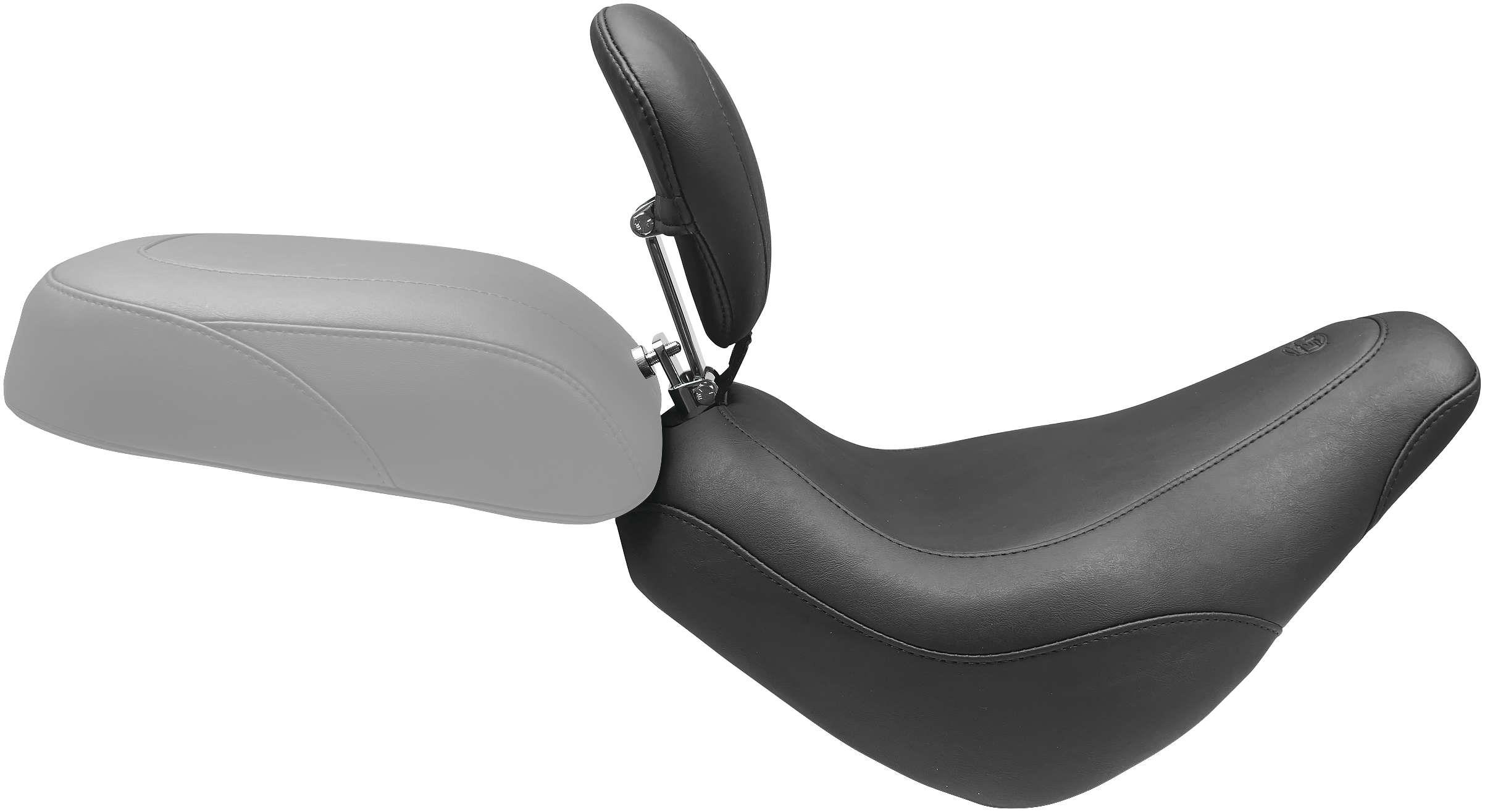 Wide Tripper Solo Seat with Driver Backrest - Smooth - Black