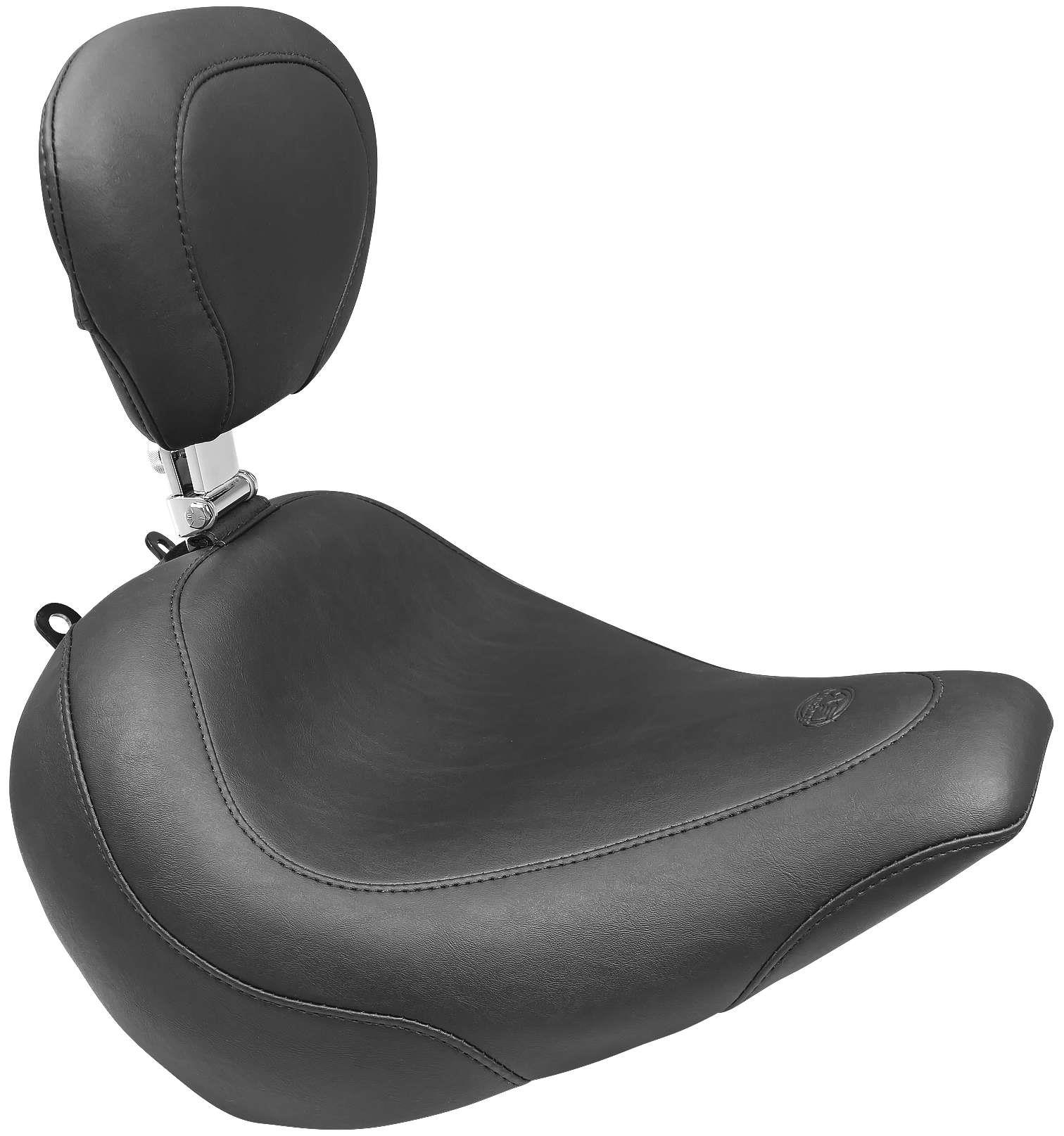 Wide Tripper Solo Seat with Driver Backrest - Smooth - Black